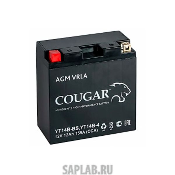 Купить COUGAR YT14BBS Аккумулятор мотоциклетный Cougar AGM YT14B-BS 12V 12Ah (залит и готов к применению)