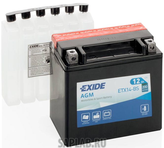 Купить EXIDE ETX16BS Аккумулятор Moto Agm 14ah 215a 150x87x161 Полярность Etn 1 Токовыводы M04 EXIDE арт. ETX16