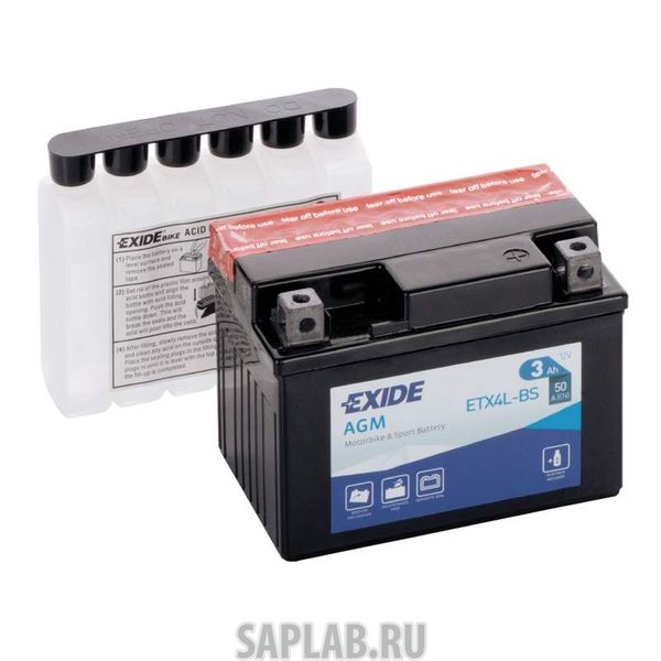 Купить EXIDE ETX4LBS Аккумулятор евро 3Ah 50A 115/70/85 moto AGM сухозар. с упаковкой электролита EXIDE ETX4LBS
