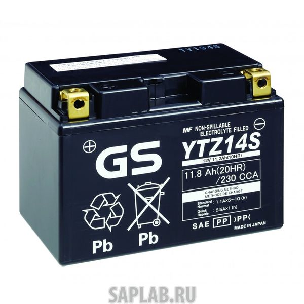 Купить GS_YUASA YTZ14SGS Аккумулятор GS Yuasa YTZ14S GS 12В 11,2Ач 230CCA 150x87x110 мм Прямая (+-)