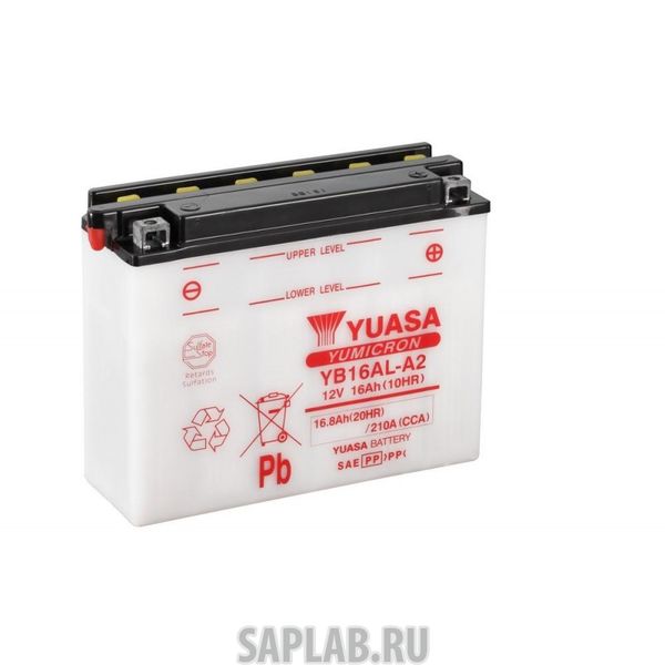 Купить YUASA YB16ALA2 Аккумулятор Yuasa YB16AL-A2 12В 16Ач 210CCA 207x72x164 мм Обратная (-+)