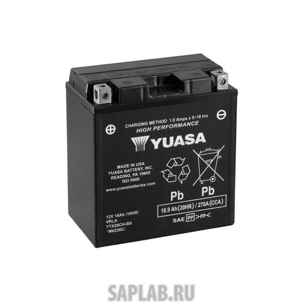 Купить YUASA YTX20CHBS Аккумулятор Yuasa YTX20CH-BS 12В 18Ач 270CCA 150x87x161 мм Прямая (+-)