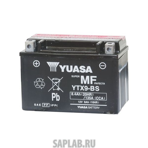 Купить YUASA YTX9BS Аккумулятор Yuasa YTX9-BS 12В 8Ач 135CCA 150x87x105 мм Прямая (+-)