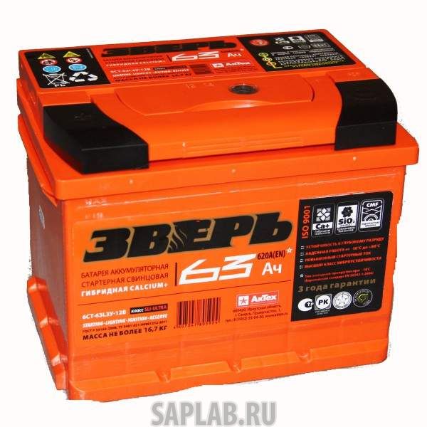 Купить ЗВЕРЬ 6СТ631 Аккумулятор ЗВЕРЬ 63 А/ч прямая L+ EN 620A 242x175x190 6СТ-63 LЗУ 6СТ-63.1