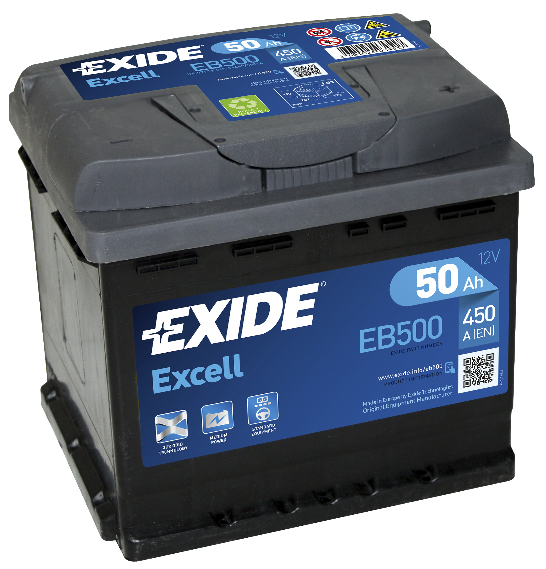 Купить EXIDE EB500 Аккумулятор автомобильный EXIDE EB500 50 Ач