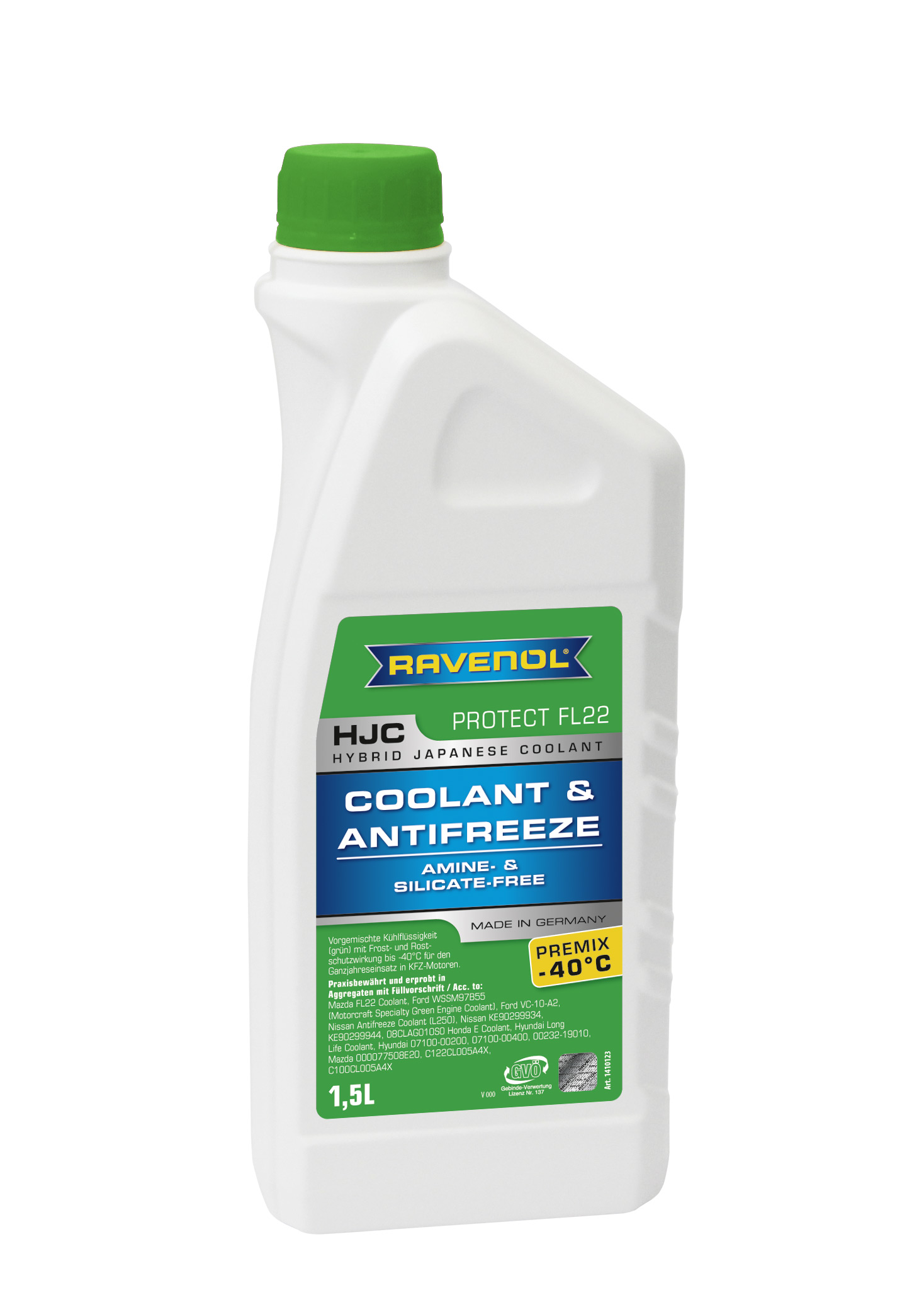 Купить Ravenol 4014835755918 Антифриз готовый к прим. зеленый HJC Hybrid Japanese Coolant Premix -40°C (1,5 л)