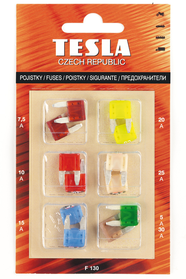Купить Tesla F130 Предохранители MINI с индикатором LED, комплект 12шт.