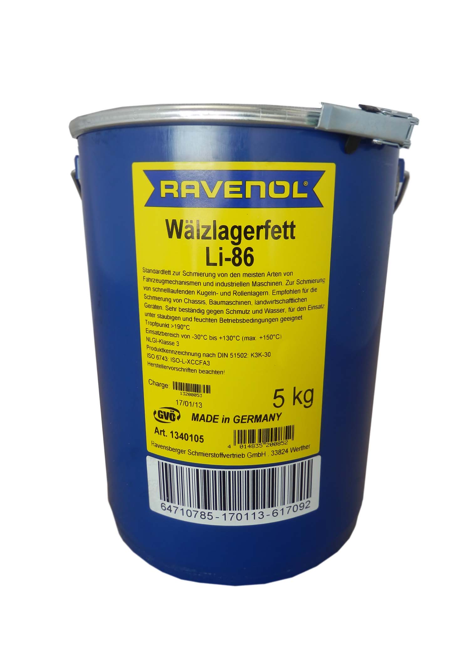 Купить Ravenol 4014835200852 Смазка Waelzlagerfett LI-86 ( 5кг)